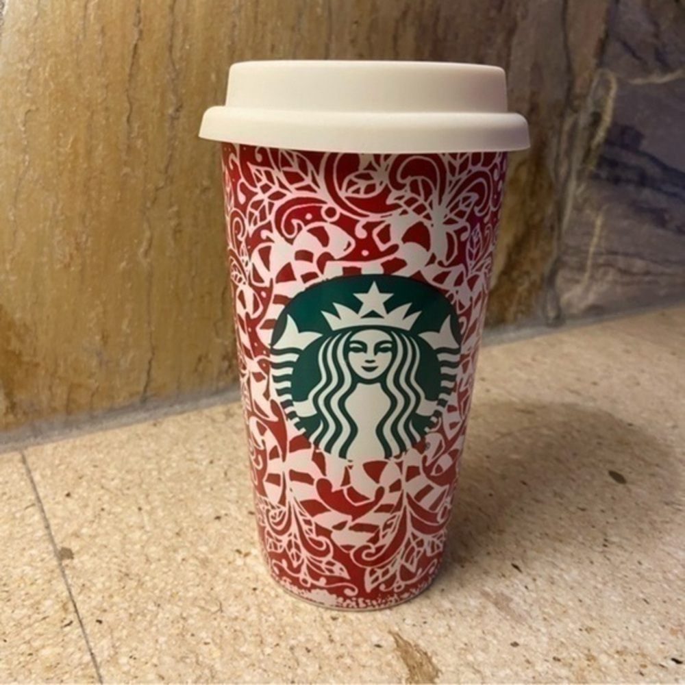 Christmas Starbucks candy cane holiday 12oz ceramic tumbler